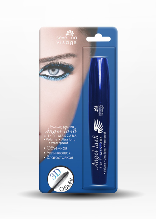 Тушь для ресниц объемная, удлиняющая, влагостойкая Angel Lash 3 in 1 Mascara Volume, Ultra Long, Waterproof в блистере