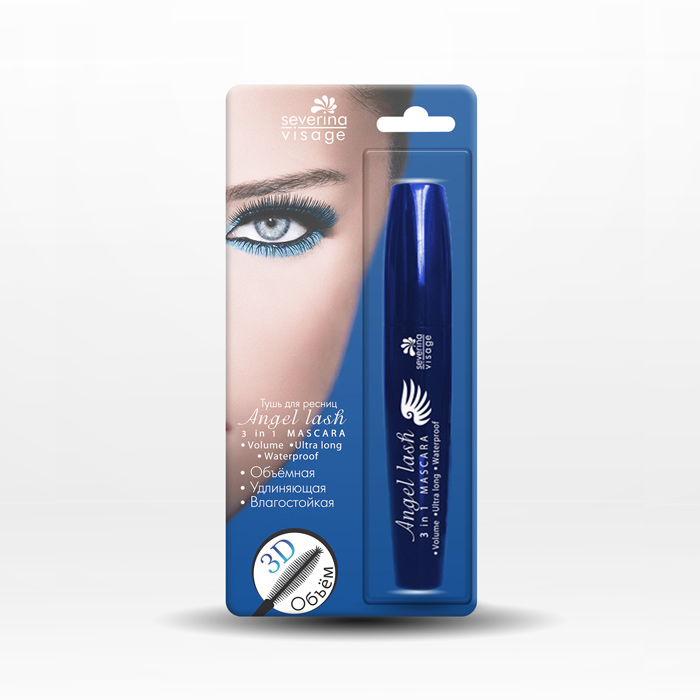 Тушь для ресниц объемная, удлиняющая, влагостойкая Angel Lash 3 in 1 Mascara Volume, Ultra Long, Waterproof в блистере