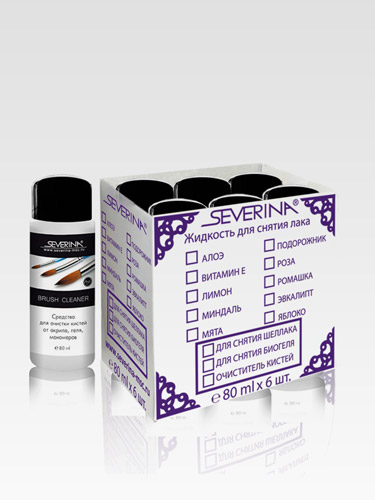 Brush Cleaner - средство для очистки кистей от акрила, геля, мономеров 80 мл x 6 шт.